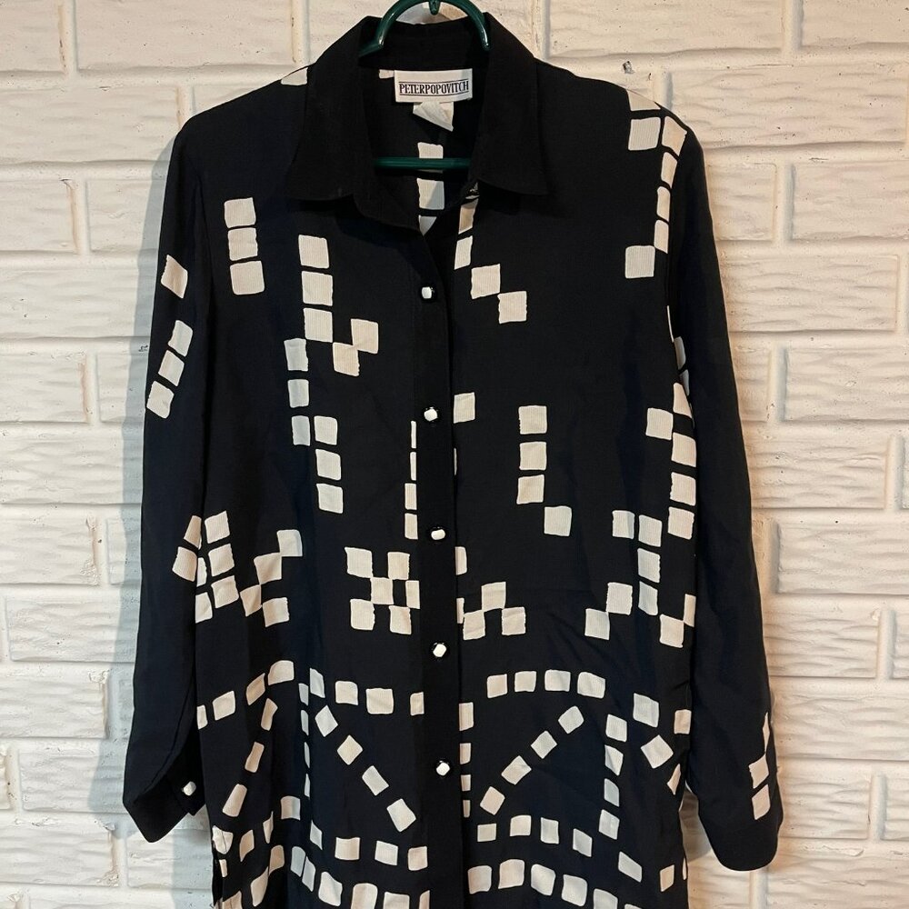 Vintage Peter Popovitch Graphic Button Down Blouse - Size M